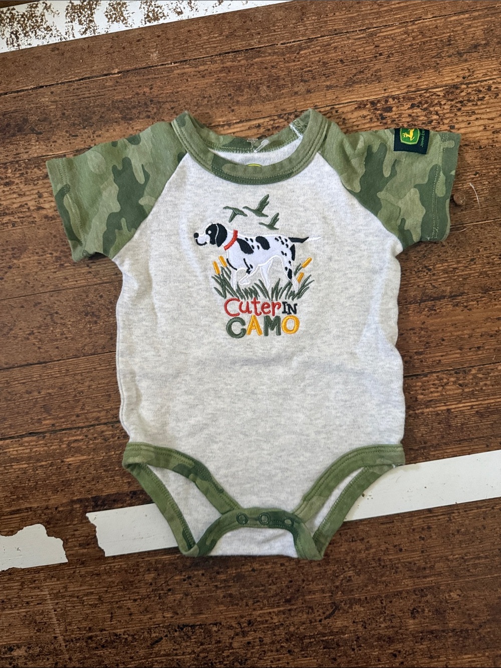 Cuter in Camo Green Baby One-Piece